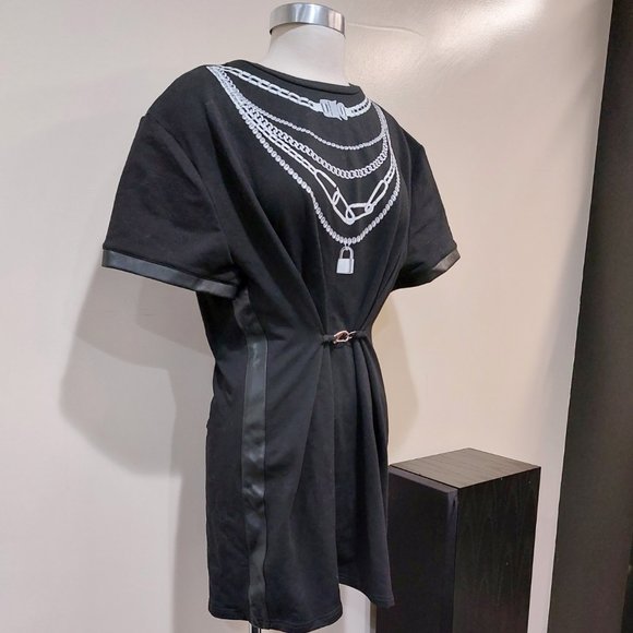 💥EDGY CHIC💥Manière De Voir  CHAIN NECKLACE DETAIL T-SHIRT DRESS - Picture 9 of 16